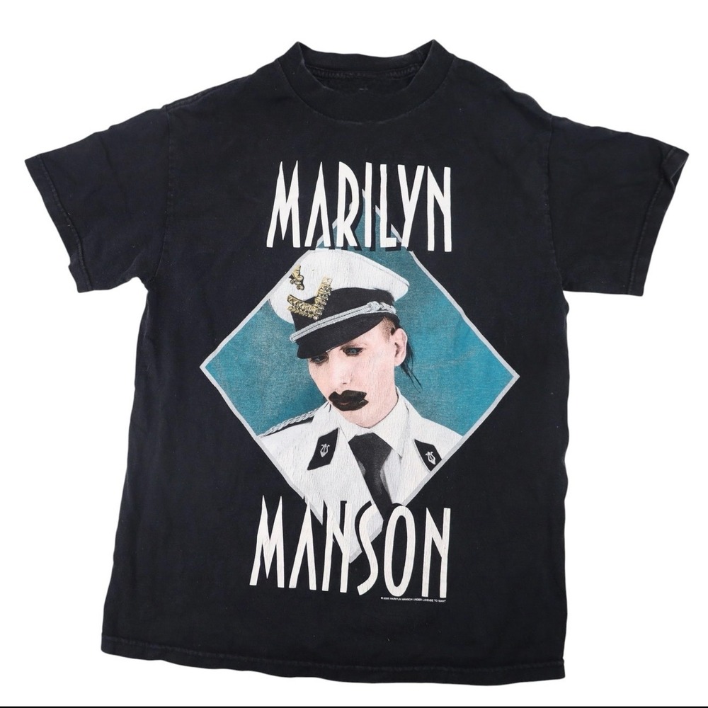 Gildan Marilyn Manson T-Shirt Women Small Black Graphic Band Tee Cotton